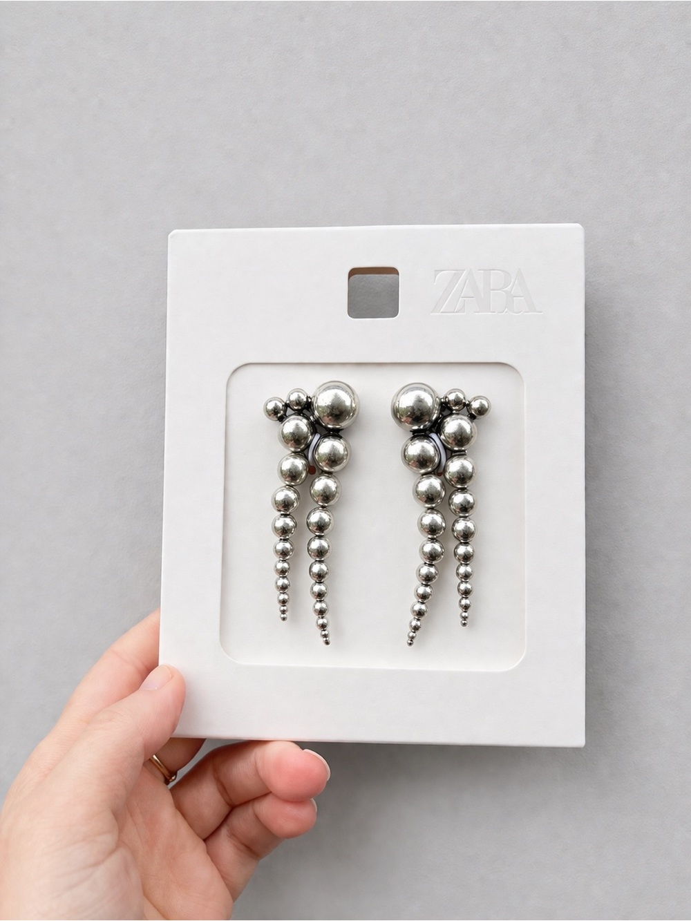 Zara Silver Graduated Ball Drop Earrings